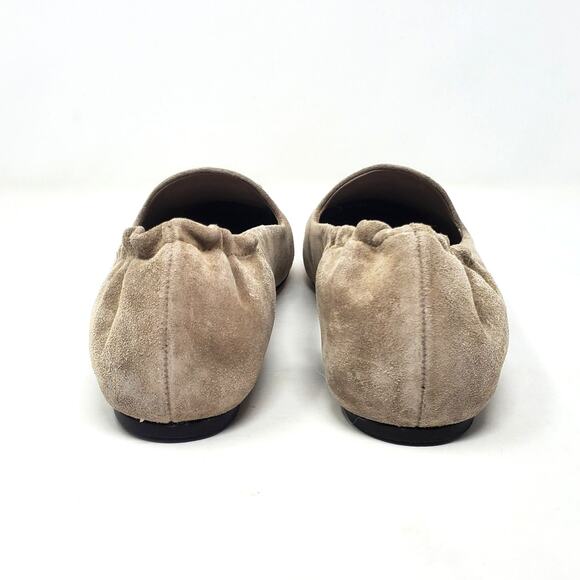 Tory Burch Eleanor Loafer Flat Shoes Suede Classic Taupe 88985 Logo Size US 9 - Picture 7 of 12